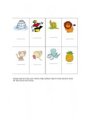 English worksheet: Beginning letter practice