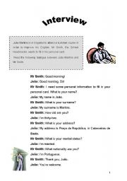 English Worksheet: Interview