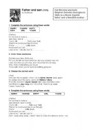 English Worksheet: Father and son - SONG WORKSHEET