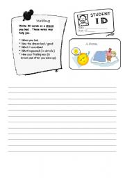 English Worksheet: Writing ( A dream ! )