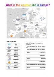 English Worksheet: what is the weather like in Europe?