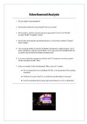 English Worksheet: advertising analysis - oral/written activity