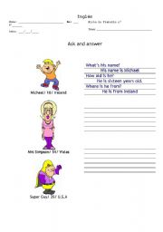 English worksheet: What´s your name?