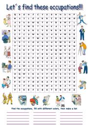 Find the Occupations  (word search)