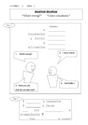 English Worksheet: How do you feel? Doctor Doctor game