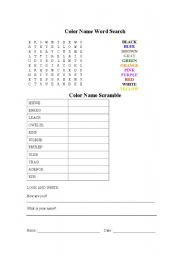 English worksheet: Colours