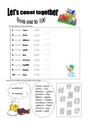 English Worksheet: let´s count together