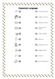 English worksheet: Classroom Language /Instructions