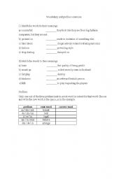 English worksheet: Vocabulary and prefixes exercises