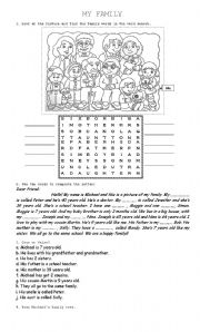 English Worksheet: My family