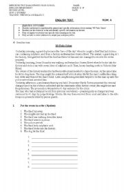 English Worksheet: Reading comprehension