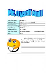 English worksheet: Me, myself and I