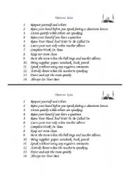 English Worksheet: Rulles for the classroom