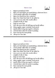 English Worksheet: Rulles for the classroom