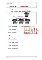 English worksheet: This is These are - Plural