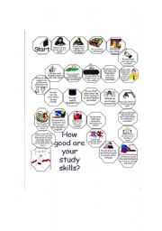 English Worksheet: Game board for Ss to check how good their STUDY SKILLS are