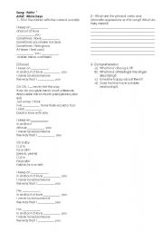 English worksheet: Song - 