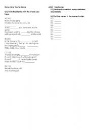 English worksheet: Song - 