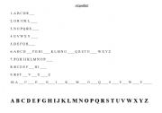English worksheet: Fill in the blanks-Alphabet