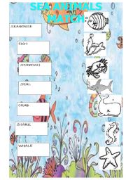 English Worksheet: sea animals