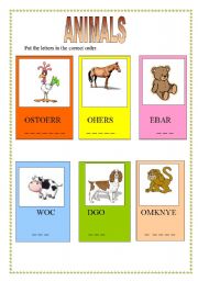 English worksheet: animals