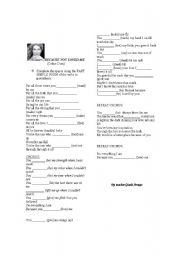 English worksheet: song