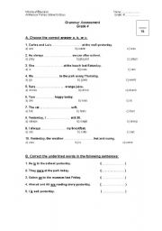 English Worksheet: Grammar Assessment
