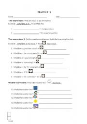 English Worksheet: Time and weather exercise