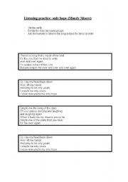 English worksheet: Listening practice: only hope (Mandy Moore) 