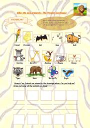 English Worksheet: Mike the lion presents: The Present continuous (1)