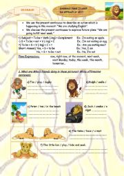 English Worksheet: Mike the lion presents: the present continuous (2)