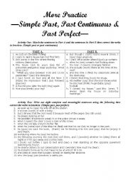 English Worksheet: More Practice (Past Tenses)