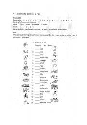 A/an worksheet