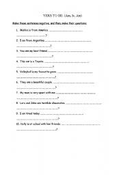 English worksheet: Verb to be