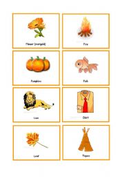 English Worksheet: Colour Cards - ORANGE