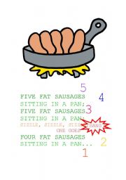 English worksheet: Five fat sausages