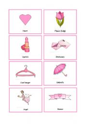 English Worksheet: Colour cards - PINK