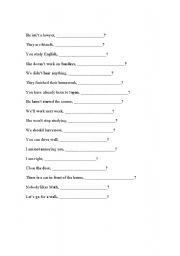 English worksheet: Tag questions