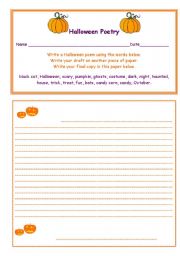 English worksheet: Halloween Poetry