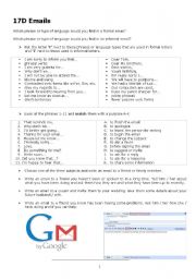 English Worksheet: Formal, Informal emails