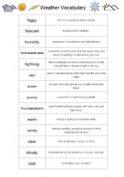 English Worksheet: Weather vocabulary