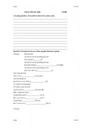 English worksheet: This is the last time (Keane)