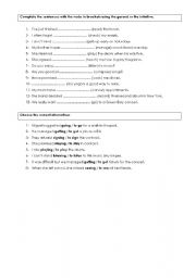 English worksheet: gerunds and infinitives