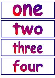 English worksheet: numbers word cards