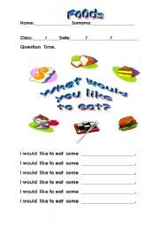 English worksheet: Foods