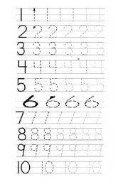 English Worksheet: trace the numbers