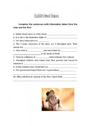 English Worksheet: Rabbit Proof Fence Worksheet