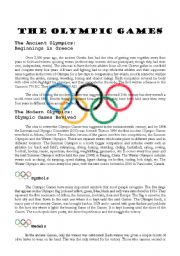 English Worksheet: The Olympic Games (1/2)