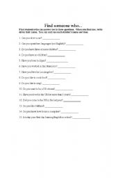 English Worksheet: ICEBREAKER