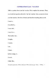 English worksheet: My last vacation